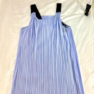 Topshop Pleated Sleeveless V-Neck Midi Dress - Sz 4 - Light Blue/Purple